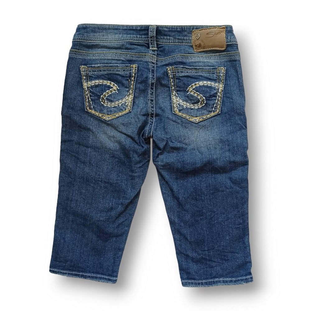Silver Jeans November Capri Jeans Shorts Lowrise Dark Wash Juniors Size 27